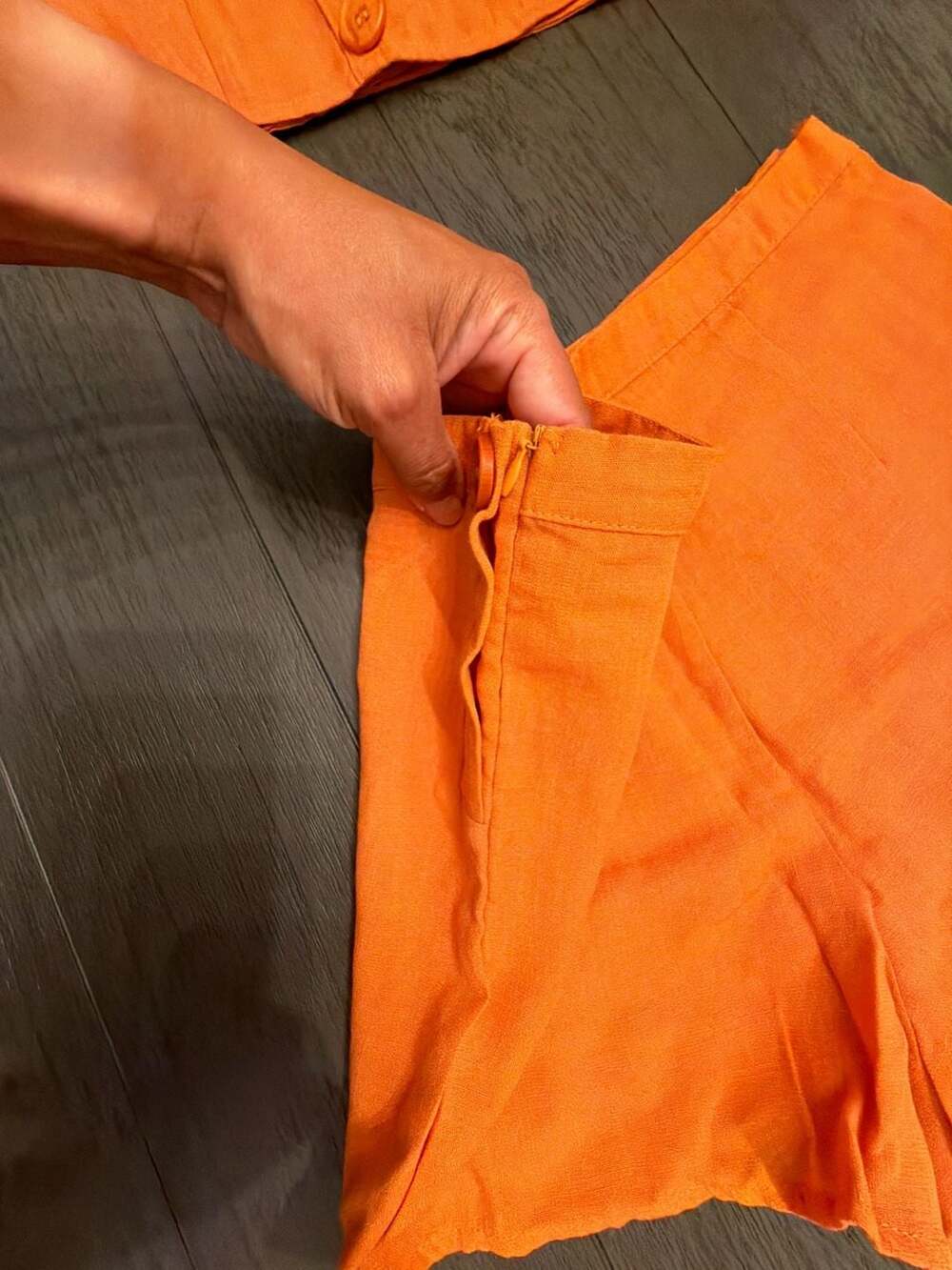 #35Nasty Gal Collection Orange Linen-Look Button-Up Crop Top and High-Waisted Sh - Picture 8 of 14